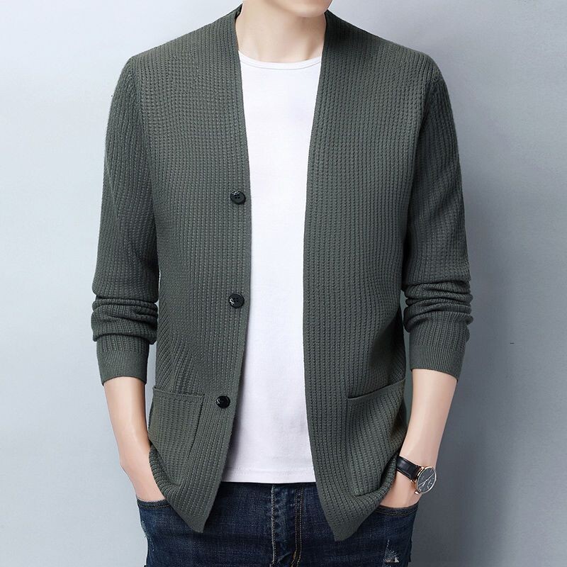 Patogus laisvalaikio vienspalvis vyriškas megztinis Nauja tendencija, tinkanti ilgomis rankovėmis megzti megztiniai Paltas rudens žiema vyriški drabužiai