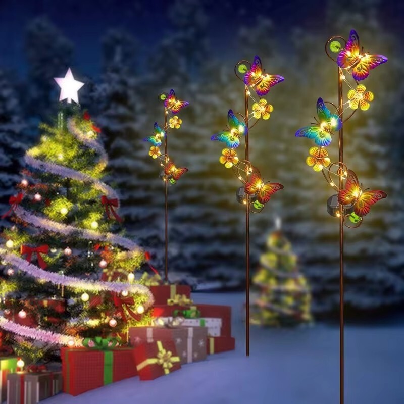 Újdonság LED napelemes lámpa Gyönyörű pillangós világítótest kültéri vízálló füves lámpa Kerti udvar dekoratív LED napelemes lámpa