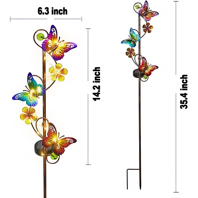 Újdonság LED napelemes lámpa Gyönyörű pillangós világítótest kültéri vízálló füves lámpa Kerti udvar dekoratív LED napelemes lámpa