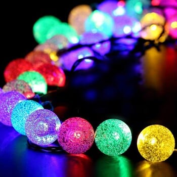 50 LED Solar String Lights Φωτάκια κήπου εξωτερικού χώρου Κρυστάλλινη μπάλα αδιάβροχη Χριστουγεννιάτικη γιρλάντα για διακόσμηση κήπου