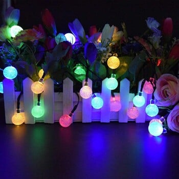 50 LED Solar String Lights Φωτάκια κήπου εξωτερικού χώρου Κρυστάλλινη μπάλα αδιάβροχη Χριστουγεννιάτικη γιρλάντα για διακόσμηση κήπου