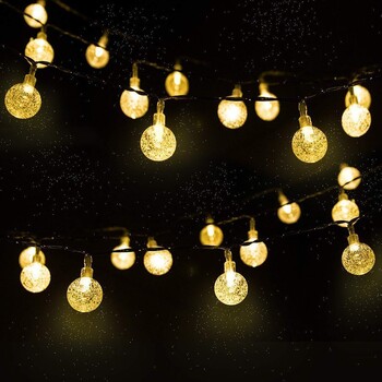 50 LED Solar String Lights Φωτάκια κήπου εξωτερικού χώρου Κρυστάλλινη μπάλα αδιάβροχη Χριστουγεννιάτικη γιρλάντα για διακόσμηση κήπου