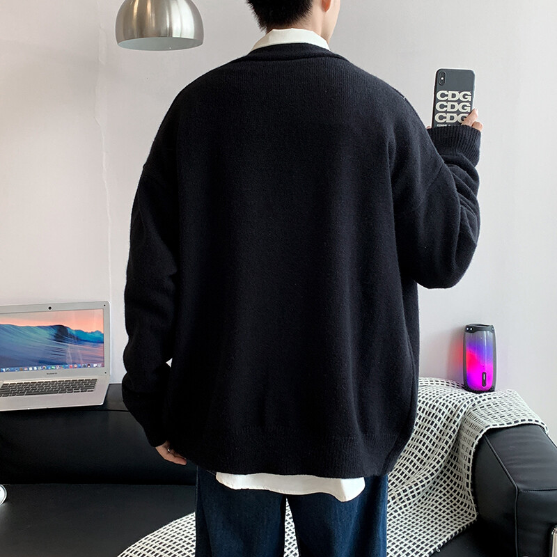 Vyriškas megztinis megztinis Trikotažas Striukė pavasario rudens V formos iškirptė ilgomis rankovėmis Vienaeiliai kišenės Laisvi laisvalaikio lininiai megztiniai