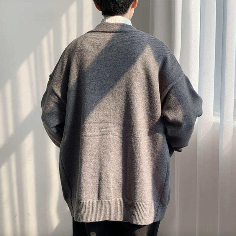 Vyriškas megztinis megztinis Trikotažas Striukė pavasario rudens V formos iškirptė ilgomis rankovėmis Vienaeiliai kišenės Laisvi laisvalaikio lininiai megztiniai