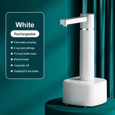 5 gallonos asztali vizespalack-adagoló automata vízpumpa USB töltő elektromos vízadagoló, automatikus kikapcsolás 1,5 m-es tömlővel