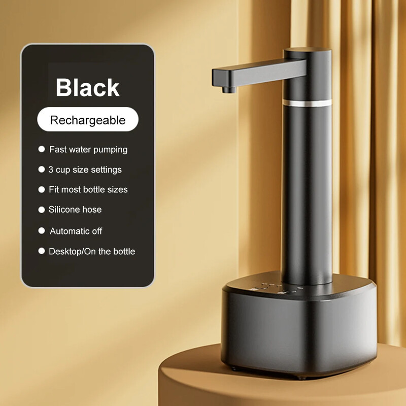 5 gallonos asztali vizespalack-adagoló automata vízpumpa USB töltő elektromos vízadagoló, automatikus kikapcsolás 1,5 m-es tömlővel
