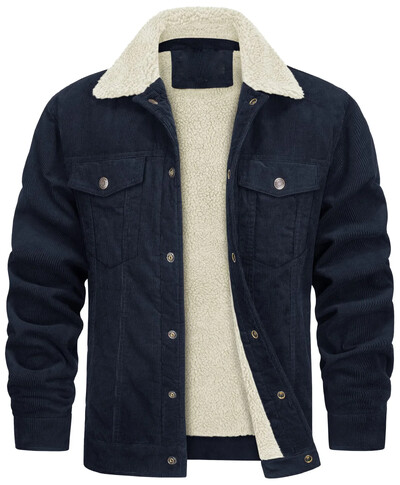 Ανδρικά κοτλέ μπουφάν Vintage Fleece Windbrekaer Χοντρά ζεστά χειμωνιάτικα παλτό με πολλές τσέπες Casual τζιν μπουφάν