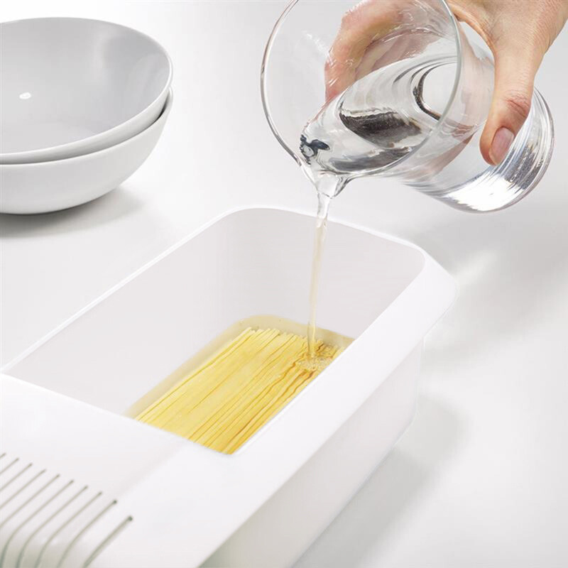 Mikrobangų makaronų makaronų viryklė su sieteliu Ekologiškas plastikinis spagečių daržovių garintuvas indaplovės virtuvės priedai Nauji