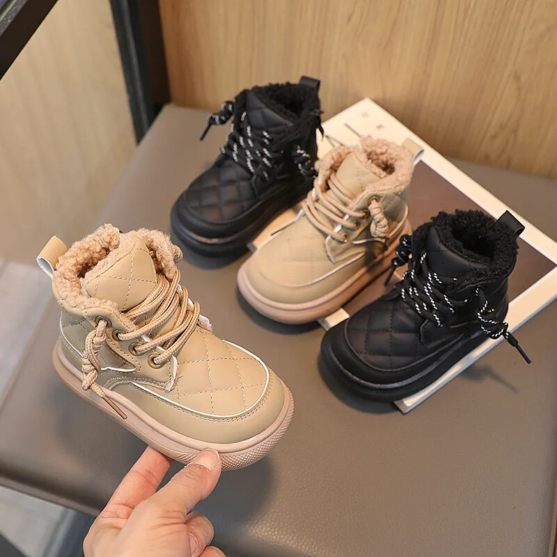 Rudens Ziemas Bērnu Zābaki Silti Plīša Zābaki Zēniem Toddler Meiteņu Zābaki Mode Clith Bērnu Ikdienas apavi Zēniem Meiteņu Zābaki bērniem