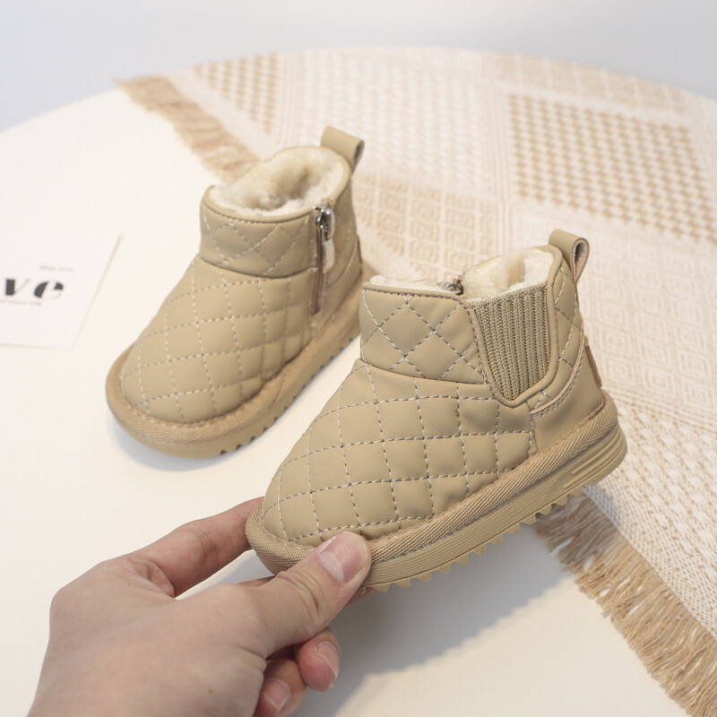 12-16 cm-es lányok fiúk hócsizmák meleg téli szőrme varrás babacipők plüss totyogó bokacsizmával Walker (csecsemő/kisgyermek/kisgyerek)