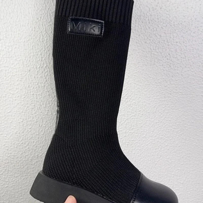 Gyerekcsizma Fekete Magas csizma Zokni Cipő Princess csizma Gyerekcipő Lányoknak Téli Cipő Platform csizma Bokacsizma Zapatos Niña