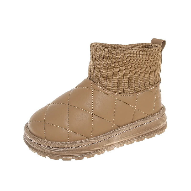 Gyerekcsizmák Zokni Stílusú Hócsizmák Lányok Rövid csizmák Gyerekek Aranyos Varrás Ősz Tél Új Meleg Pamut Cipők Fiúknak Unisex PU