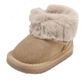 Kūdikių sniego batai Natūralios odos šilti batai mažiems vaikams, stori pliušiniai zomšiniai, apverstos žieminės vaikštynės