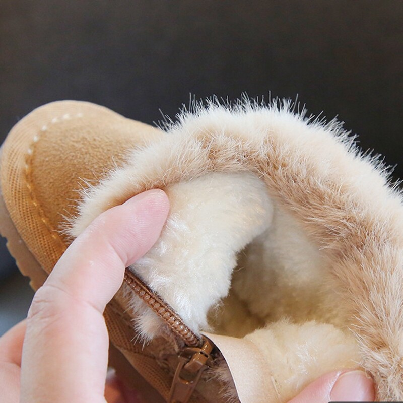 Kūdikių sniego batai Natūralios odos šilti batai mažiems vaikams, stori pliušiniai zomšiniai, apverstos žieminės vaikštynės