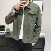 Tavaszi őszi farmer dzseki Férfi ruházat Korea Cowboy Egyszerű felsők Férfi szabadidő Bomber dzseki Alkalmi karcsú farmer kabát