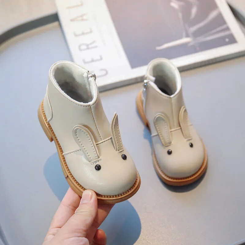 Rajzfilm Rabbit Baba Bokacsizma Lányoknak Anglia Stílusú Gyermekek Aranyos Nyuszi Téli Rövid Csizmák Alacsony Sarkú Gyerek Lány Cipők G11073