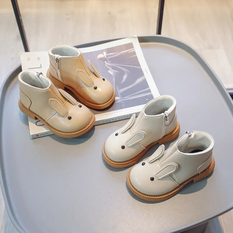 Rajzfilm Rabbit Baba Bokacsizma Lányoknak Anglia Stílusú Gyermekek Aranyos Nyuszi Téli Rövid Csizmák Alacsony Sarkú Gyerek Lány Cipők G11073