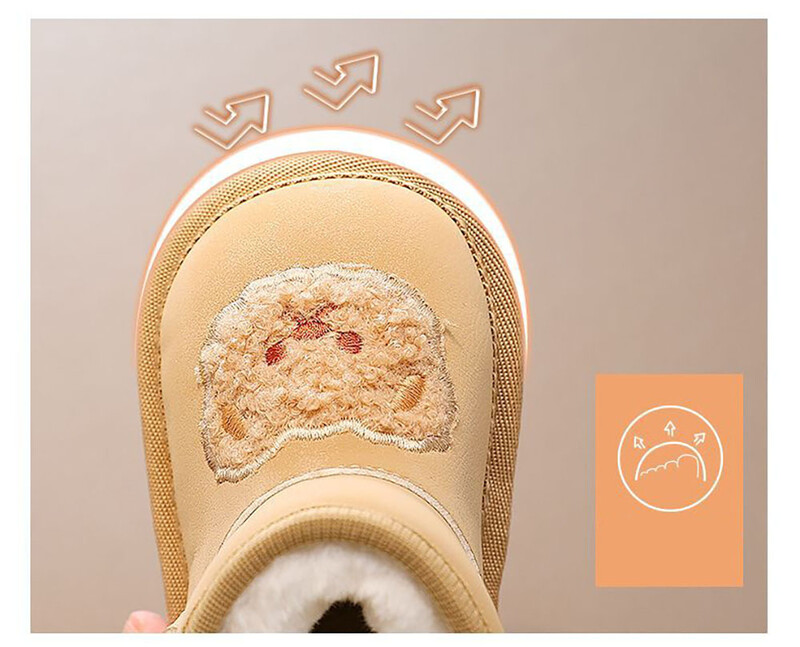 Žieminiai pliušiniai batai kūdikiams Vaikams Stori šilti medvilniniai batai PU oda Neslidūs mažos mergaitės sniego batai Šilti batai vaikui