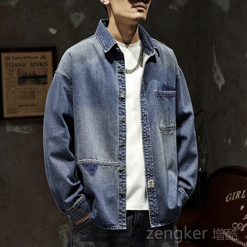 Pavasara rudens džinsa jaka vīriešiem liela izmēra brīvi topi plus lieluma vīriešu jakas mētelis tide 7XL 6XL 5XL džinsa jaka