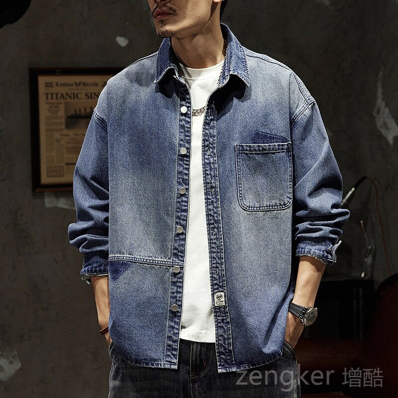 Pavasara rudens džinsa jaka vīriešiem liela izmēra brīvi topi plus lieluma vīriešu jakas mētelis tide 7XL 6XL 5XL džinsa jaka