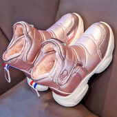 Téli plüss hócsizma lányoknak PU bőr vízálló pamut cipő 2024 divatos vastag meleg műszőrme polár csizma tini lányoknak