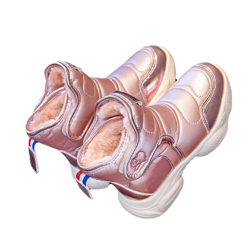 Téli plüss hócsizma lányoknak PU bőr vízálló pamut cipő 2024 divatos vastag meleg műszőrme polár csizma tini lányoknak