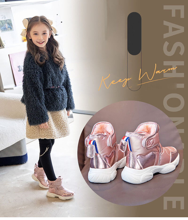 Téli plüss hócsizma lányoknak PU bőr vízálló pamut cipő 2024 divatos vastag meleg műszőrme polár csizma tini lányoknak