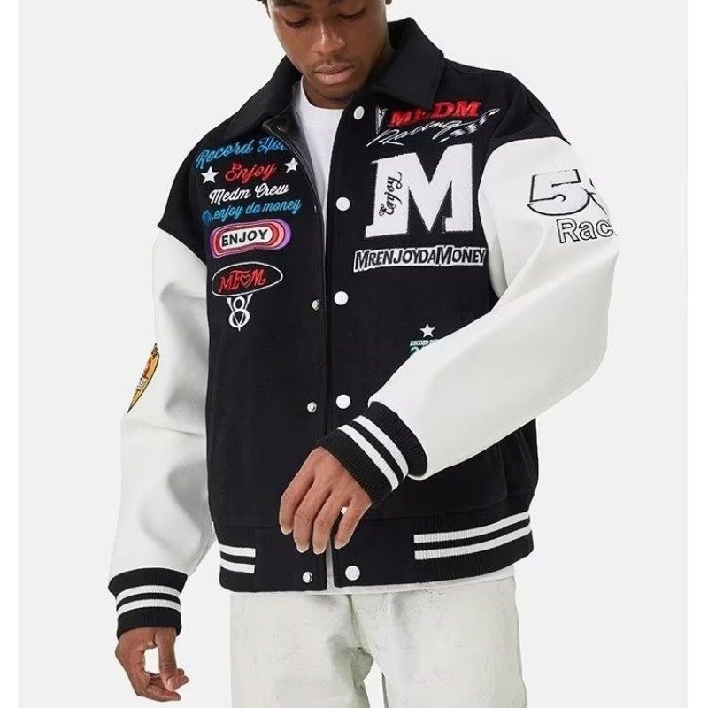 Y2K Street New Fashion Casual με πετσέτα κεντημένο αμερικανικό ομοιόμορφο φαρδύ μπουφάν για άνδρες και γυναίκες Χιπ χοπ Τζόκερ Ζευγάρι