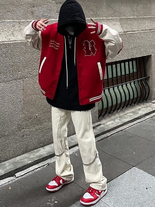 Őszi amerikai új retro betűs bolyhos hip-hop baseball egyenruha Y2K utcai alkalmi Joker splicing dzseki férfi és női