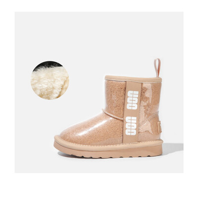 Gyerekcipők Lány divat Átlátszó felső hócsizma fiú vastag plüss ankel magas meleg téli csizma 23-37 méret