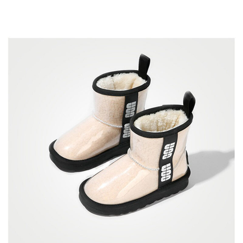 Gyerekcipők Lány divat Átlátszó felső hócsizma fiú vastag plüss ankel magas meleg téli csizma 23-37 méret