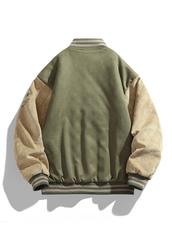 Őszi téli levél baseball dzseki férfi velúr felső kabát női vintage pelyhes kabát gomb Divattervező Fiatal pár