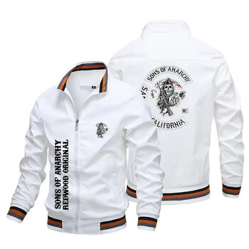 2024 New Chaos Sons of anarchy щамповано мъжко яке Bomber Large Casual Outdoor Windproof Motorcycle Racing Lightweight Jacket