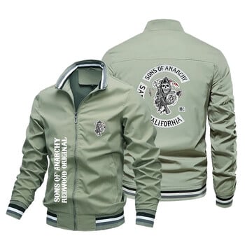 2024 New Chaos Sons of anarchy щамповано мъжко яке Bomber Large Casual Outdoor Windproof Motorcycle Racing Lightweight Jacket