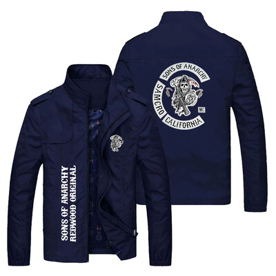 2024 New Chaos Sons of anarchy, Printed vīriešu bumbvedēja jaka Liela ikdienas āra vēja necaurlaidīga motociklu sacīkšu vieglā jaka