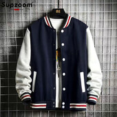 Supzoom New Arrival Fashion Fleece Ikdienas beisbola formas tērps Kokvilnas saliktas parastās ribas piedurknes zīmola apģērbs Bomber jaka vīriešiem