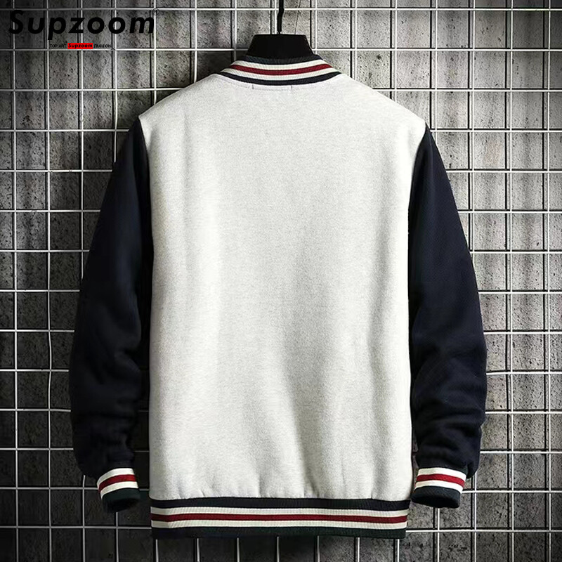 Supzoom New Arrival Fashion Fleece Ikdienas beisbola formas tērps Kokvilnas saliktas parastās ribas piedurknes zīmola apģērbs Bomber jaka vīriešiem