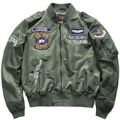 USA férfi bombázó dzseki Baseball egyenruha Air Force One Army Aviation Jumper Aviator Munkaruha Baseball mez hímzés férfi kabát