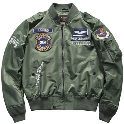 USA férfi bombázó dzseki Baseball egyenruha Air Force One Army Aviation Jumper Aviator Munkaruha Baseball mez hímzés férfi kabát