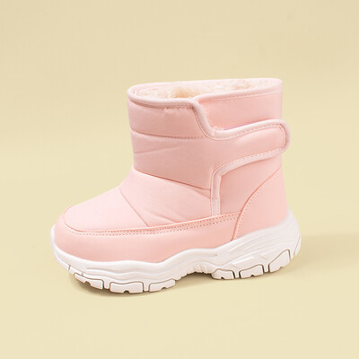 Téli új vízálló szövet nagy gyerek polár hócsizma gyerekeknek meleg vaskos talp alkalmi plüss csizma EKF75