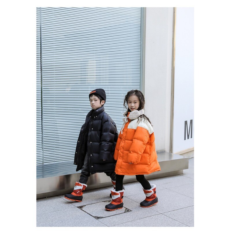 Bērnu siltie zābaki Mazu bērnu biezināti samta ūdensnecaurlaidīgi apavi bērniem neslīdoši ziemas polsterēti sniega apavi ar āķi un cilpu sniega zābaki