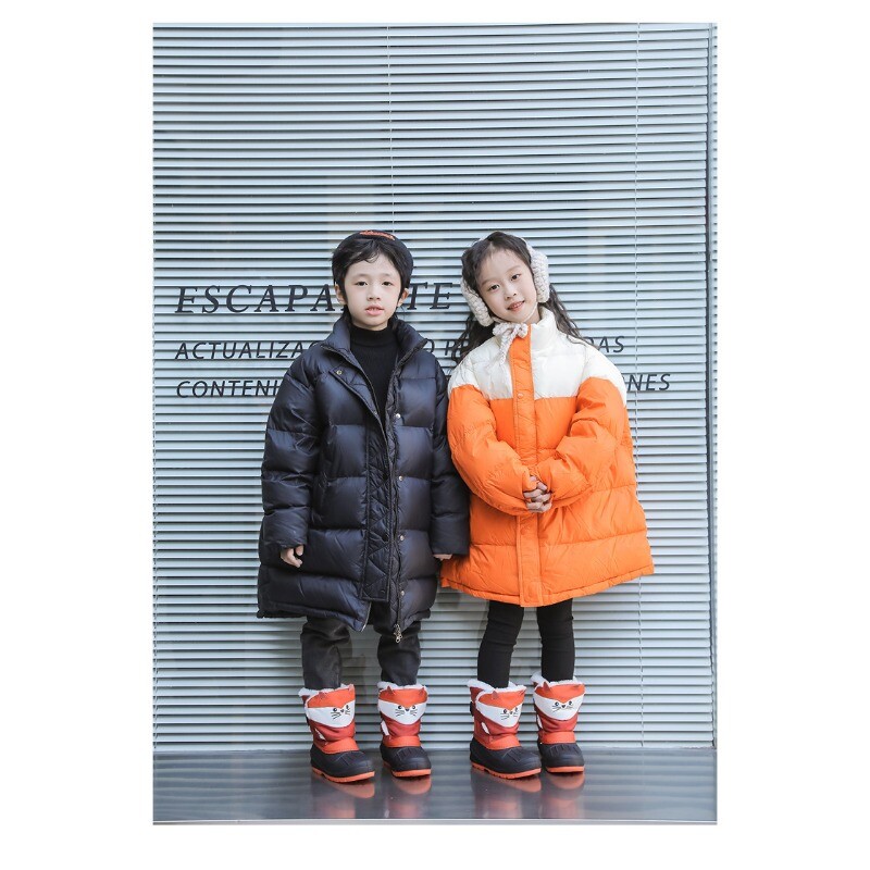 Bērnu siltie zābaki Mazu bērnu biezināti samta ūdensnecaurlaidīgi apavi bērniem neslīdoši ziemas polsterēti sniega apavi ar āķi un cilpu sniega zābaki