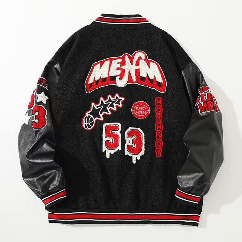 Bomberjaka Vīriešu Sieviešu plūstošs hiphops, brīvs ikdienas mētelis unisex izšuvumi High Street Varsity beisbola virsdrēbes 2023