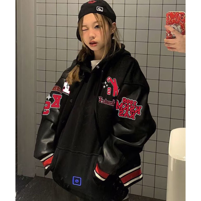 Bomberjaka Vīriešu Sieviešu plūstošs hiphops, brīvs ikdienas mētelis unisex izšuvumi High Street Varsity beisbola virsdrēbes 2023