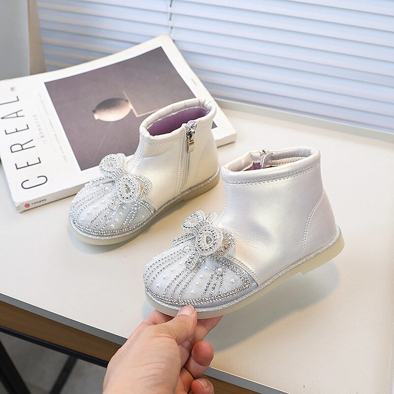 Tavaszi ősz Lányok Hercegnős csizmák Divat Édes Gyermek Bokacsizmák Elegáns Elegáns Sokoldalú Gyerekek kauzális Bőrcsizmák Cipzár