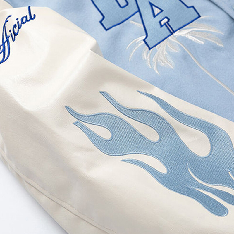 Letter Hímzés Férfi Baseball dzseki Y2k Flame Leather Varsity dzseki Széldzseki High Street Hip-Hop Vintage Kabát Ruházat