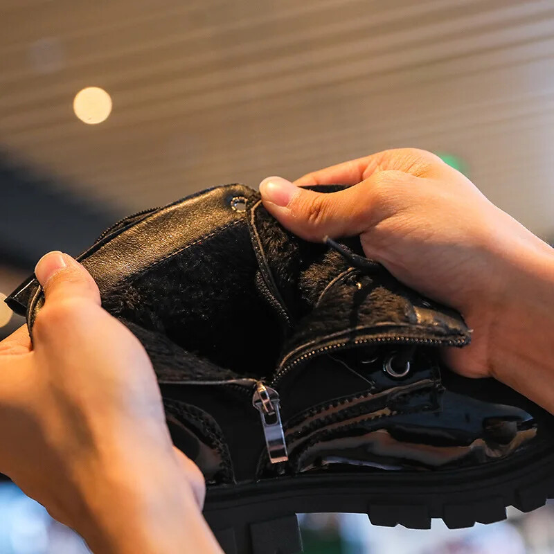 2024. gada bērnu zābaki Modes meiteņu apavi Britu potītes zābaki silti plīša sniega zābaki, ūdensizturīgi, neslīdoši bērnu apavu grila zābaki zapatos niña