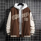 Ανδρικό παλτό μπέιζμπολ για νεανικά High Street Ανδρικό φαρδύ casual μπουφάν Thin Fleece Θερμομόνωση Άνοιξη/Φθινόπωρο Χωρίς καπέλο χωρίς κουκούλα