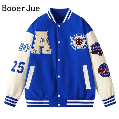 Varsity beisbola bumbvedēja jaka Vīriešu hiphops Harajuku Bone Letter Patchwork Ādas jakas Ielu apģērbi Sieviešu Unisex koledžas mēteļi