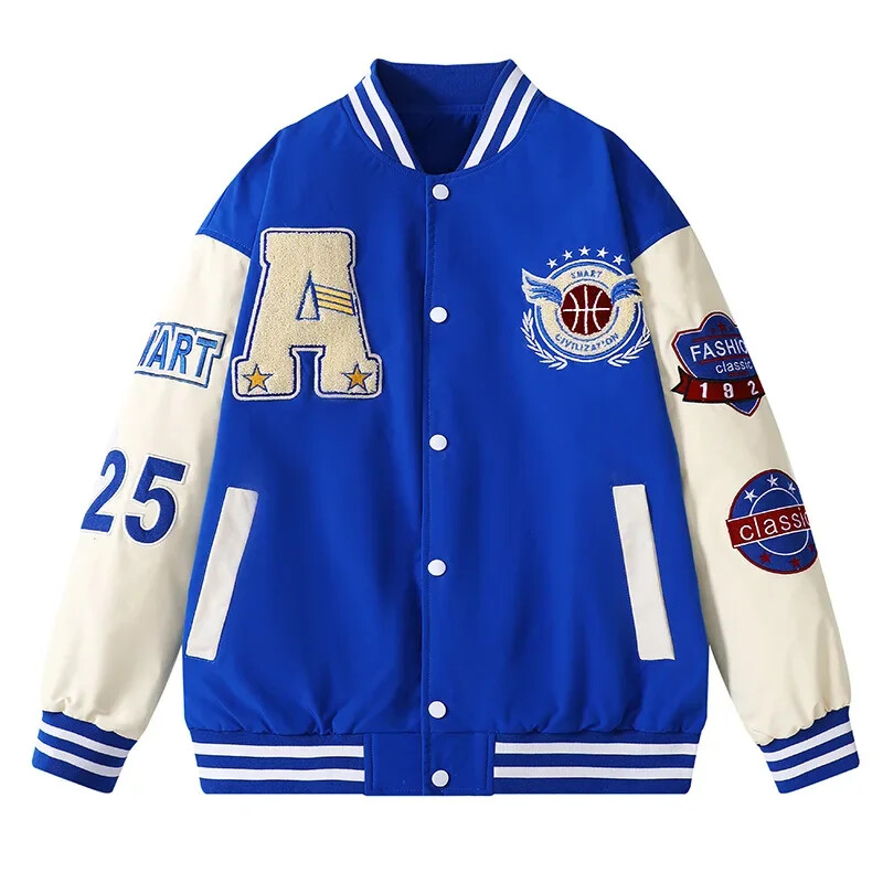 Varsity beisbola bumbvedēja jaka Vīriešu hiphops Harajuku Bone Letter Patchwork Ādas jakas Ielu apģērbi Sieviešu Unisex koledžas mēteļi